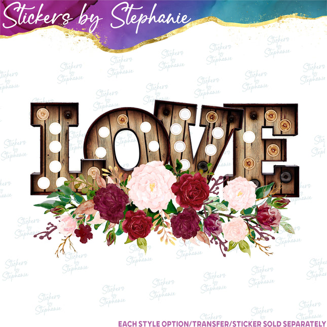 (s7-04-069) Love Roses Flowers Iron-On Transfer