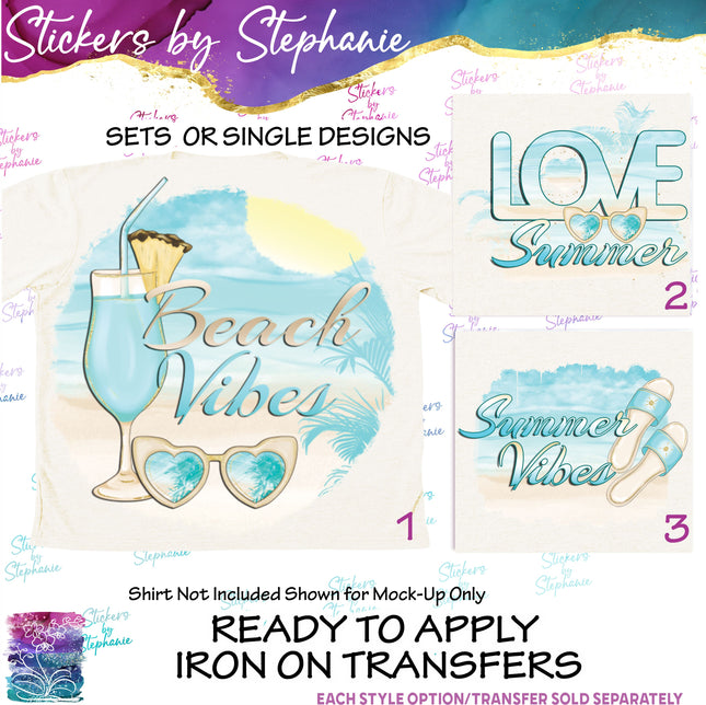 (s7-04-008) Beach Vibes, Love Summer Iron-On Transfer