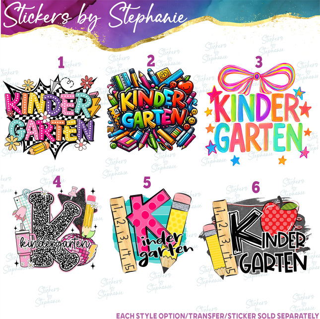 (s7-04-089) Kindergarten First Day, Back to School Iron-On Transfer