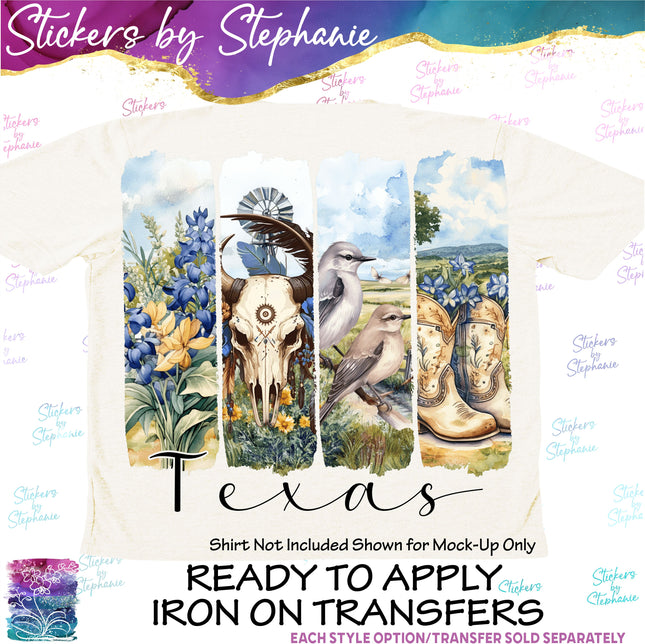 (s7-04-009) Texas Western Boho Brushstroke  Iron-On Transfer