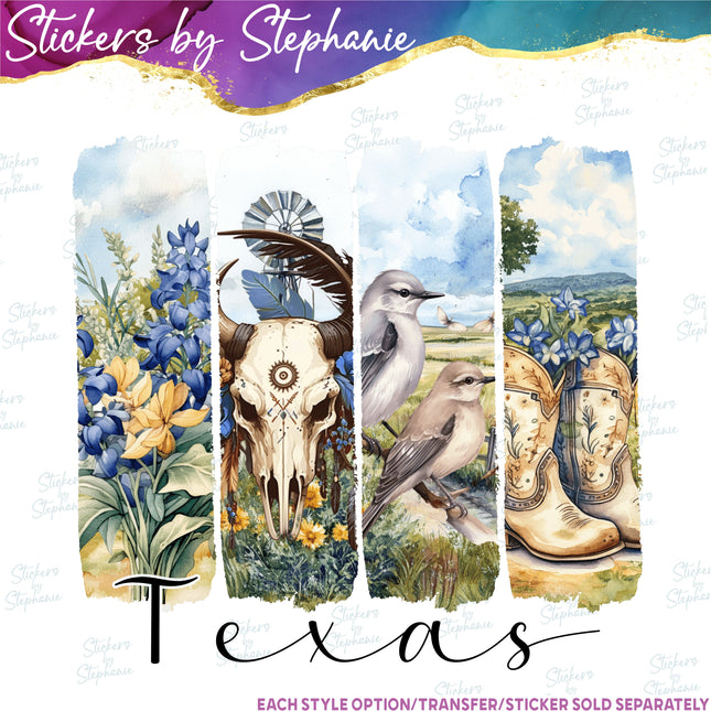 (s7-04-009) Texas Western Boho Brushstroke  Iron-On Transfer