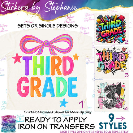 (s7-04-092) 3rd Third Grade First Day, Back to School Iron-On Transfer