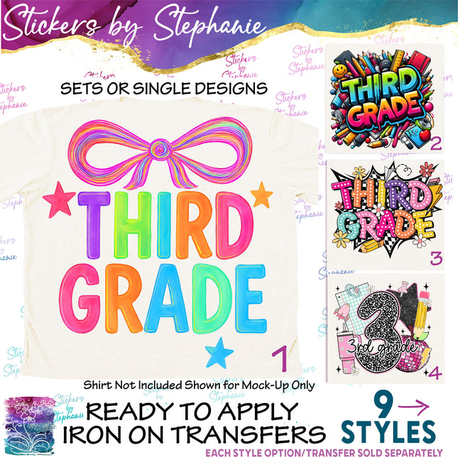 (s7-04-092) 3rd Third Grade First Day, Back to School Iron-On Transfer