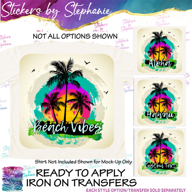 (s06-001) Palm Tree Sunset Custom Iron-On Transfer