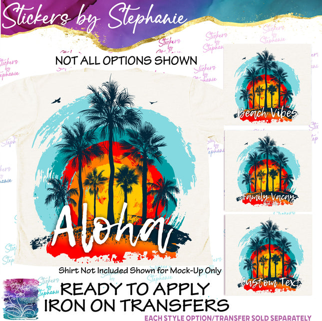 (s06-002) Palm Tree Sunset Custom Iron-On Transfer