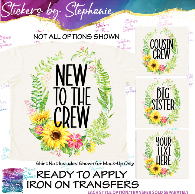 (s7-06-043) Sunflower Wreath Custom Text Iron-On Transfer