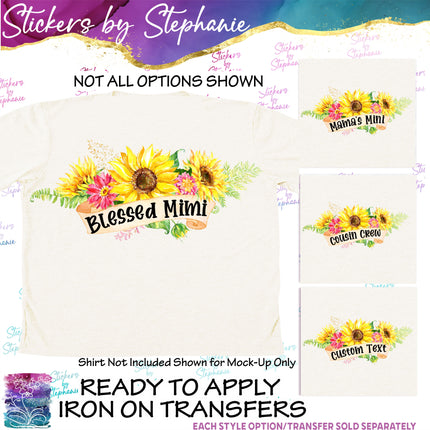 (s7-06-045) Sunflower Wreath Custom Text Iron-On Transfer