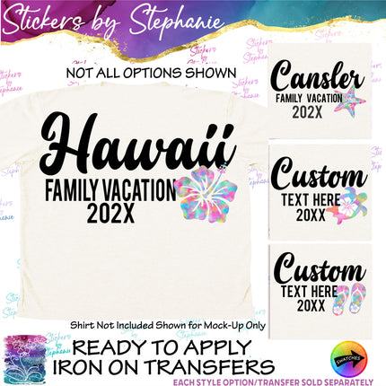 (s06-053) Tropical Family Vacation Custom Text Iron-On Transfer