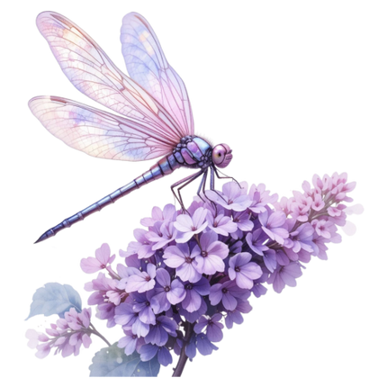 (007-02-3H) Dragonfly Lilac Flowers