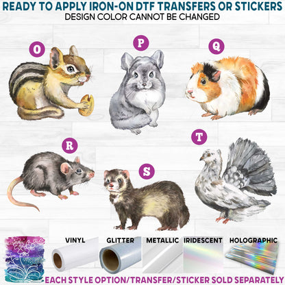 (s070) Watercolor Pets Printed Heat Transfer or Sticker