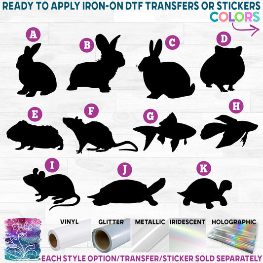 (s070) Small Pets Bunny Rabbit Rat Hamster Guinea Pig Turtle Goldfish Mouse Printed Heat Transfer or Sticker