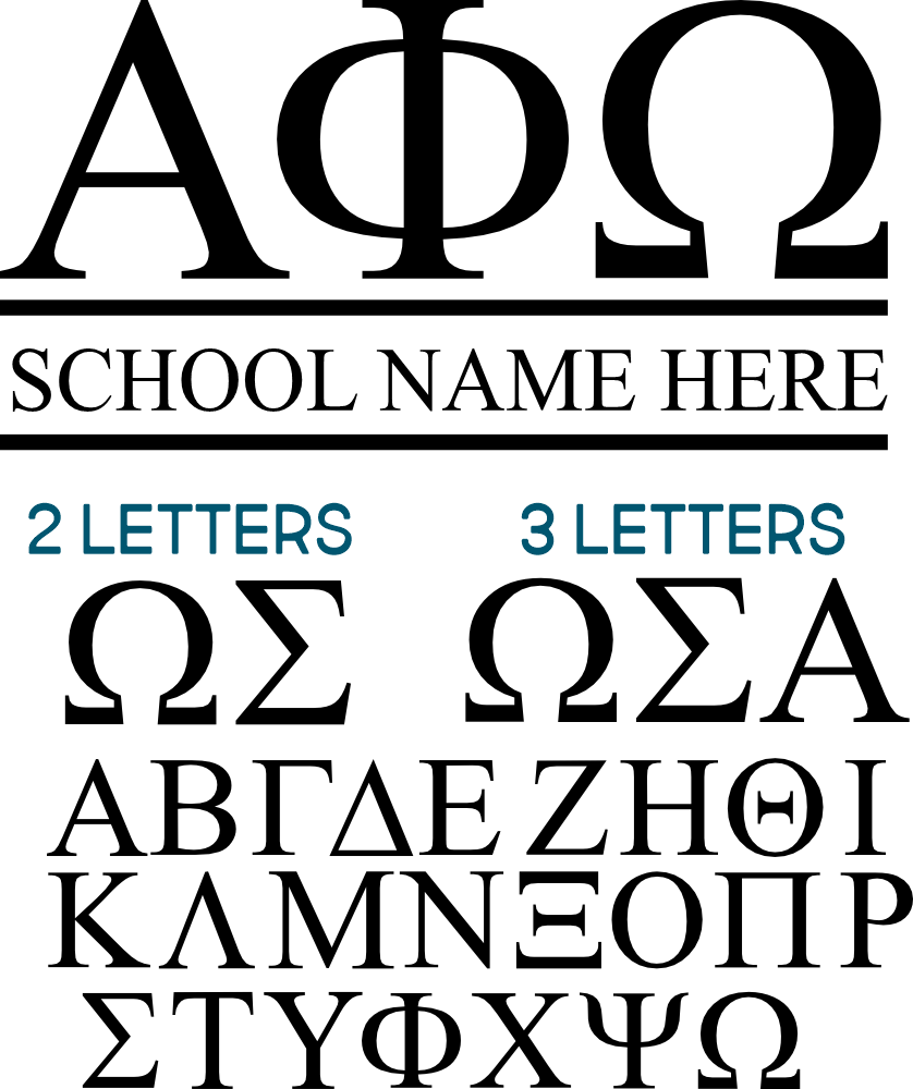 (s072-B) Greek Monogram Sorority Fraternity Letters School Name Custom