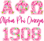 (s072-E) Greek Monogram Sorority Fraternity Letters School Name Year Custom