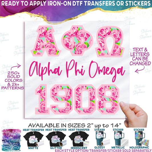 (s072-E) Greek Monogram Sorority Fraternity Letters School Name Year Custom