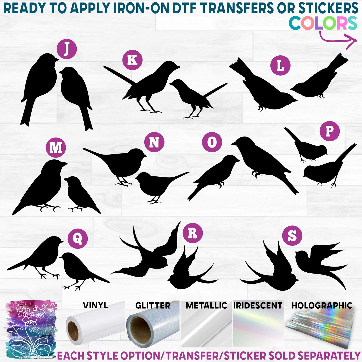 (s074) Birds Bird Printed Heat Transfer or Sticker