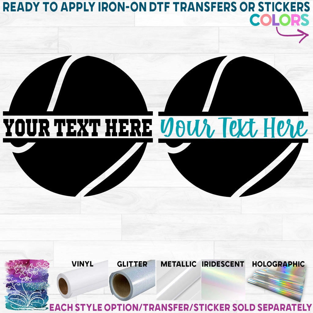 (s076-2) Tennis Ball Split Team Name Custom Text