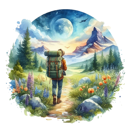 (077-02-3E) Hikers Landscape