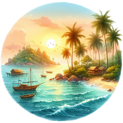 (077-02-3H) Tropical Beach Landscape
