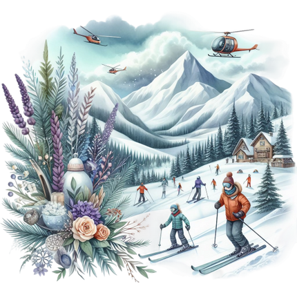 (077-02-2V) Mountain Skiing Landscape