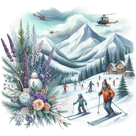 (077-02-2V) Mountain Skiing Landscape