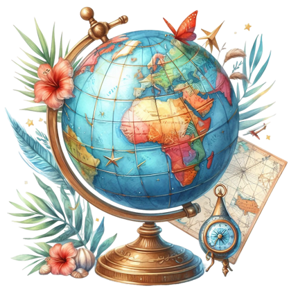 (077-02-1W) Globe, Compass