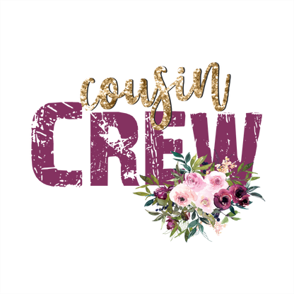 (s078) Big Sister, Cousin Crew, Custom Family Text Burgundy & Pink Watercolor Flowers