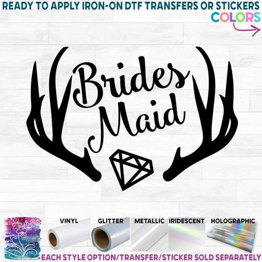 (s081-25) Deer Antlers Diamond Bridal Wedding Party Custom Text