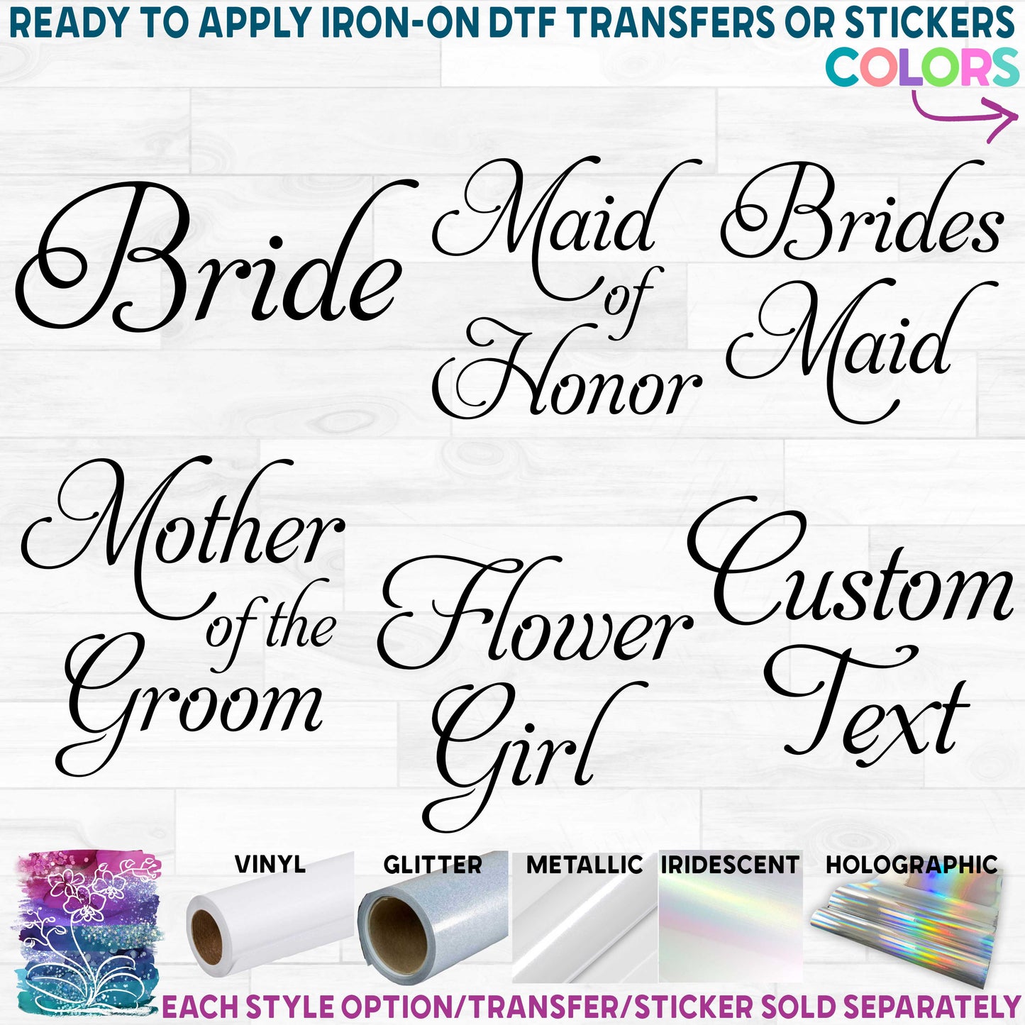 (s081-57) Bridal Wedding Party Custom Text