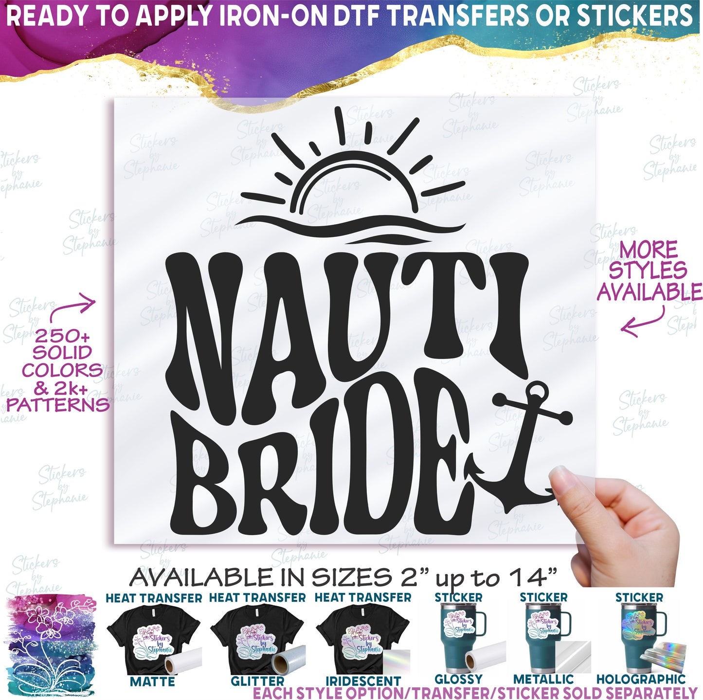 (s081-63-F2) Nauti Bride Retro Wavy Summer Design +46 Other Style Options