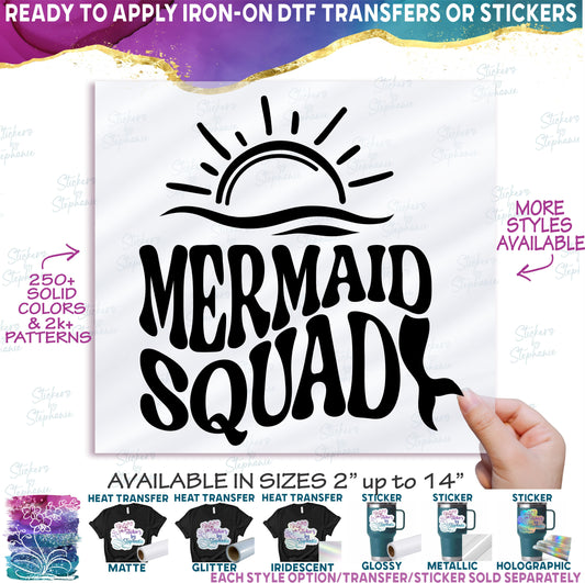 (s081-63-T) Mermaid Squad Retro Wavy Summer Design +46 Other Style Options