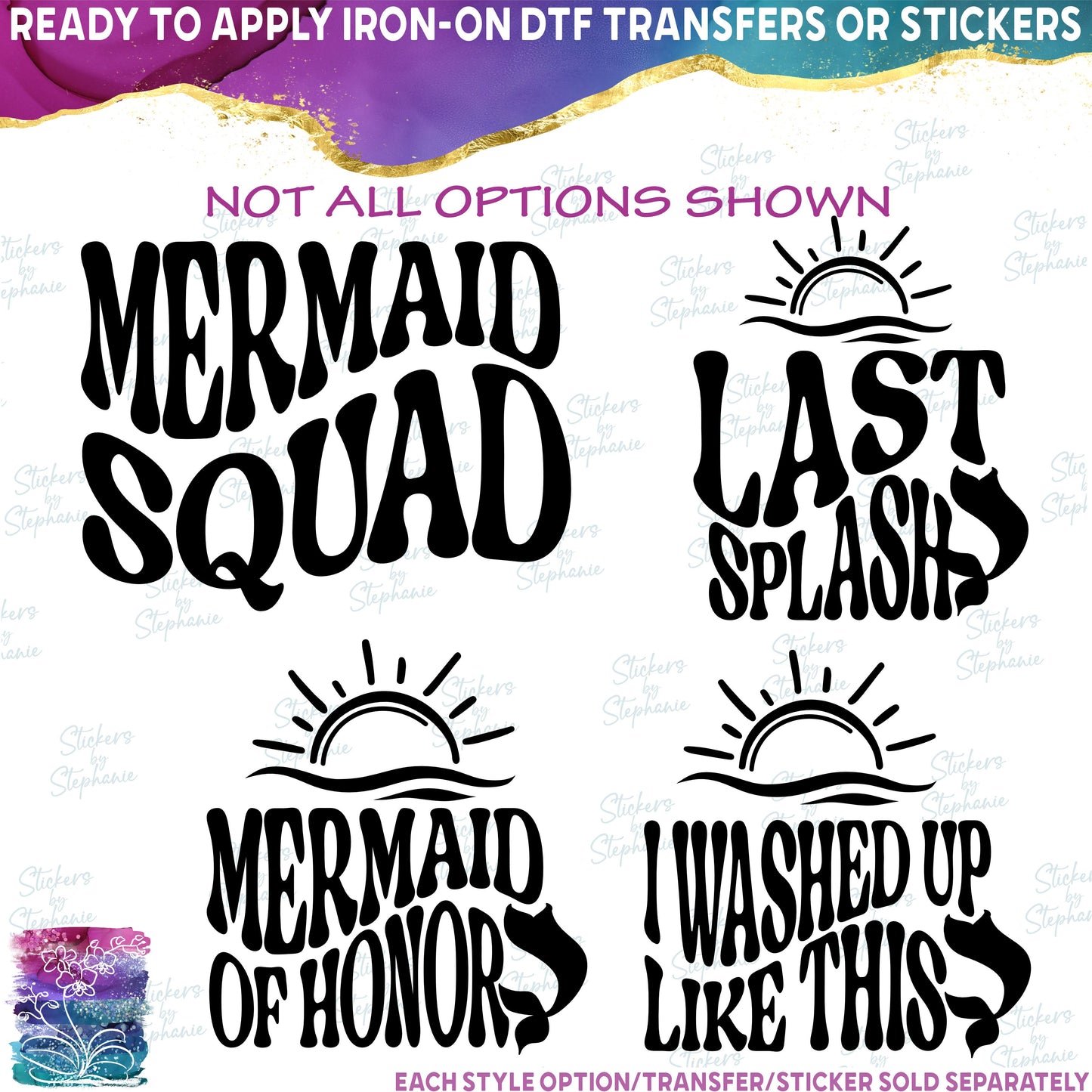 (s081-63-T) Mermaid Squad Retro Wavy Summer Design +46 Other Style Options