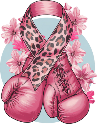 (082-03-2B) Pink Leopard Cancer Awareness Ribbon Boxing Gloves