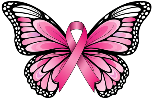 (s082-3-2E) Pink Butterfly Breast Cancer Awareness Ribbon