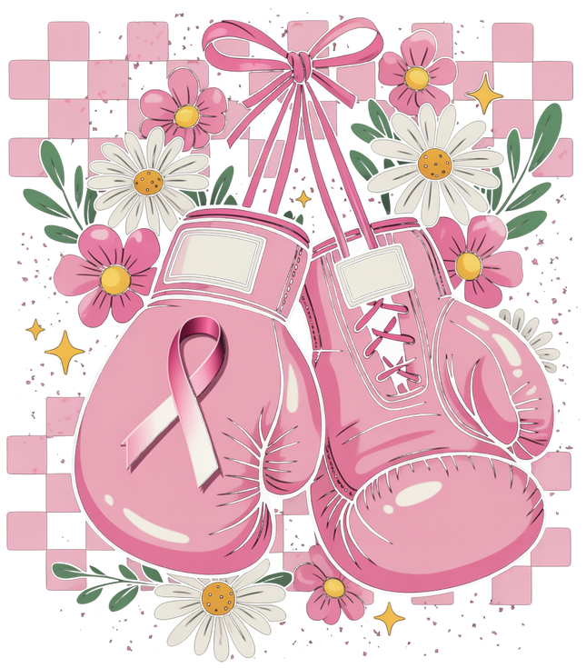 (s082-3-2H) Pink Coquette Cancer Awareness Ribbon Boxing Gloves