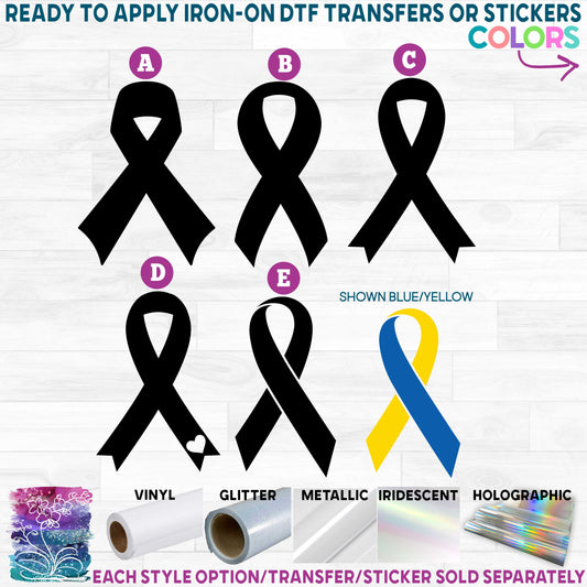 (s082-1) Cancer Awareness Ribbon Printed Heat Transfer or Sticker