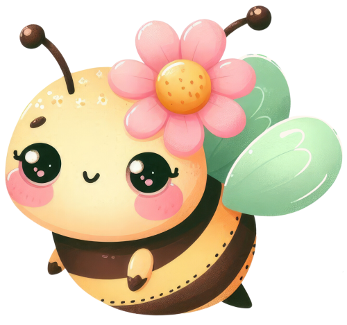 (s083-2-D) Cute Baby Bee Flower