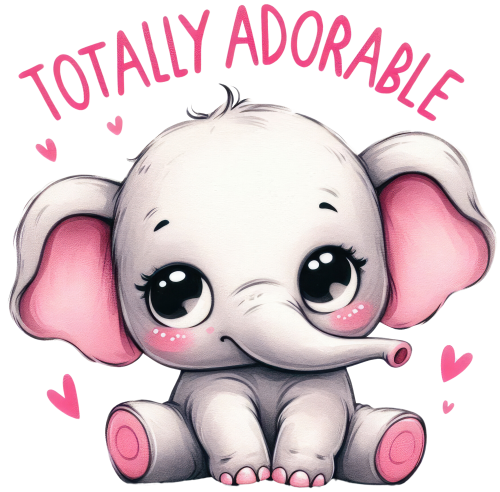 (s083-2-H) Totally Adorable Cute Baby Girl Elephant