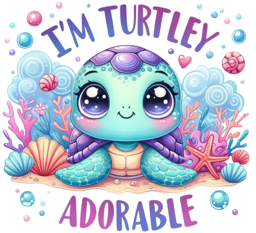 (s083-2-R) I'm Turtley Adorable Cute Baby Turtle