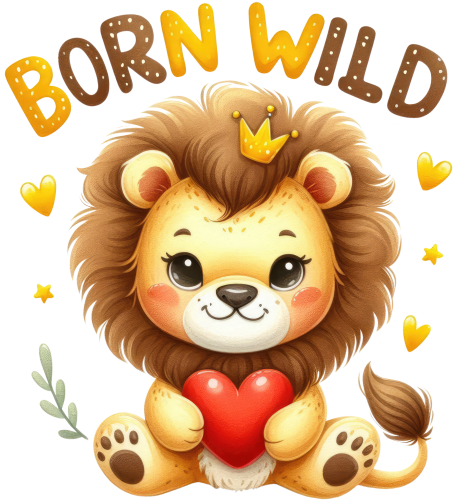 (s083-2-U) Born Wild Cute Baby Lion