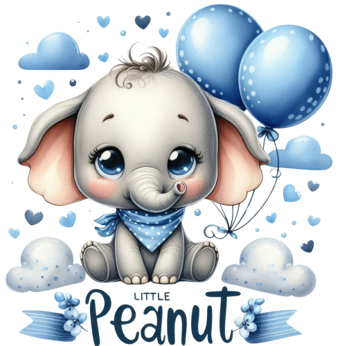 (s083-2-W) Little Peanut Cute Baby Boy Elephant