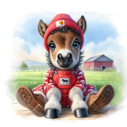 (s083-3-F)  Cute Baby Boy Horse Farm