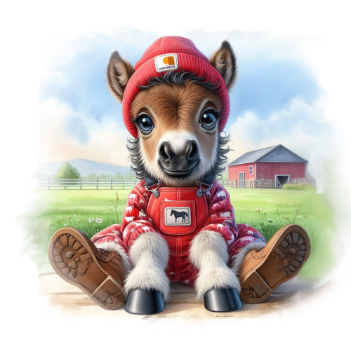 (s083-3-F)  Cute Baby Boy Horse Farm