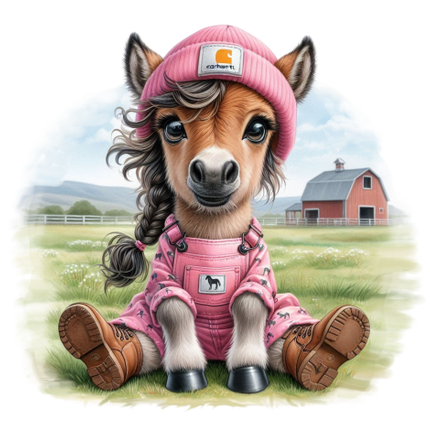 (s083-3-F2)  Cute Baby Girl Horse Farm