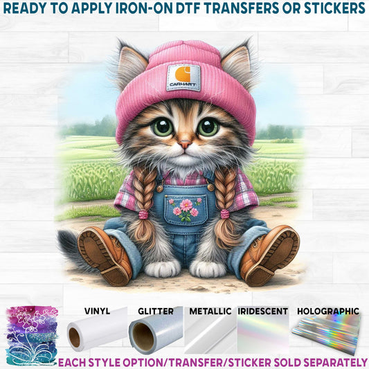 (s083-3-G) Farm Boy Girl Cute Cat Kitten