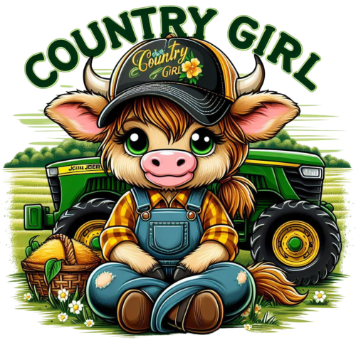 (s083-3-I) Country Girl Cute Cow