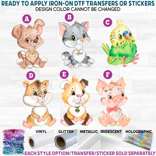 (s083) Cute Baby Watercolor Animals Printed Heat Transfer or Sticker