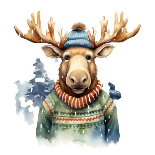 (s084-2O) Winter Moose