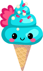 (s085-2) Cute Kawaii Face Ice Cream Cone