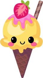 (s085-2) Cute Kawaii Face Ice Cream Cone