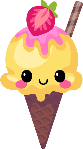 (s085-2) Cute Kawaii Face Ice Cream Cone